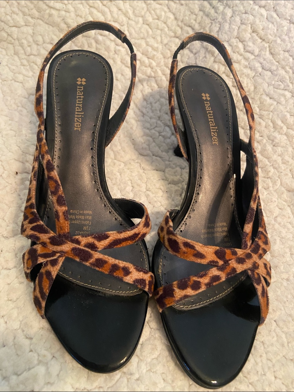 Naturalizer Leopard-Print Slingback Heels - Brown & Black